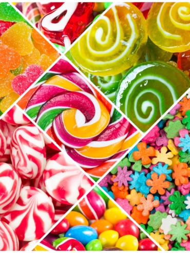 Collage of candy and sweets