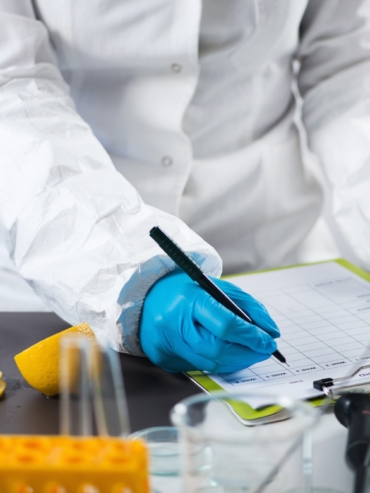 Food safety inspector working in a lab