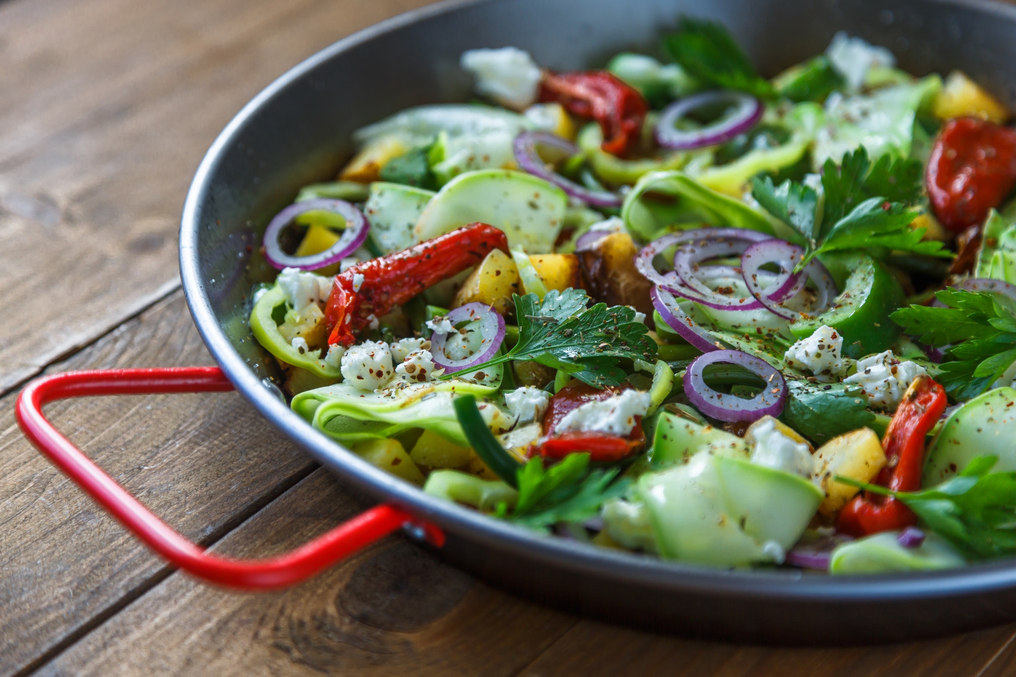 Vegetable stir fry. Healthy food. Top view.