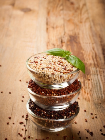 White, red, black and mixed raw quinoa grain